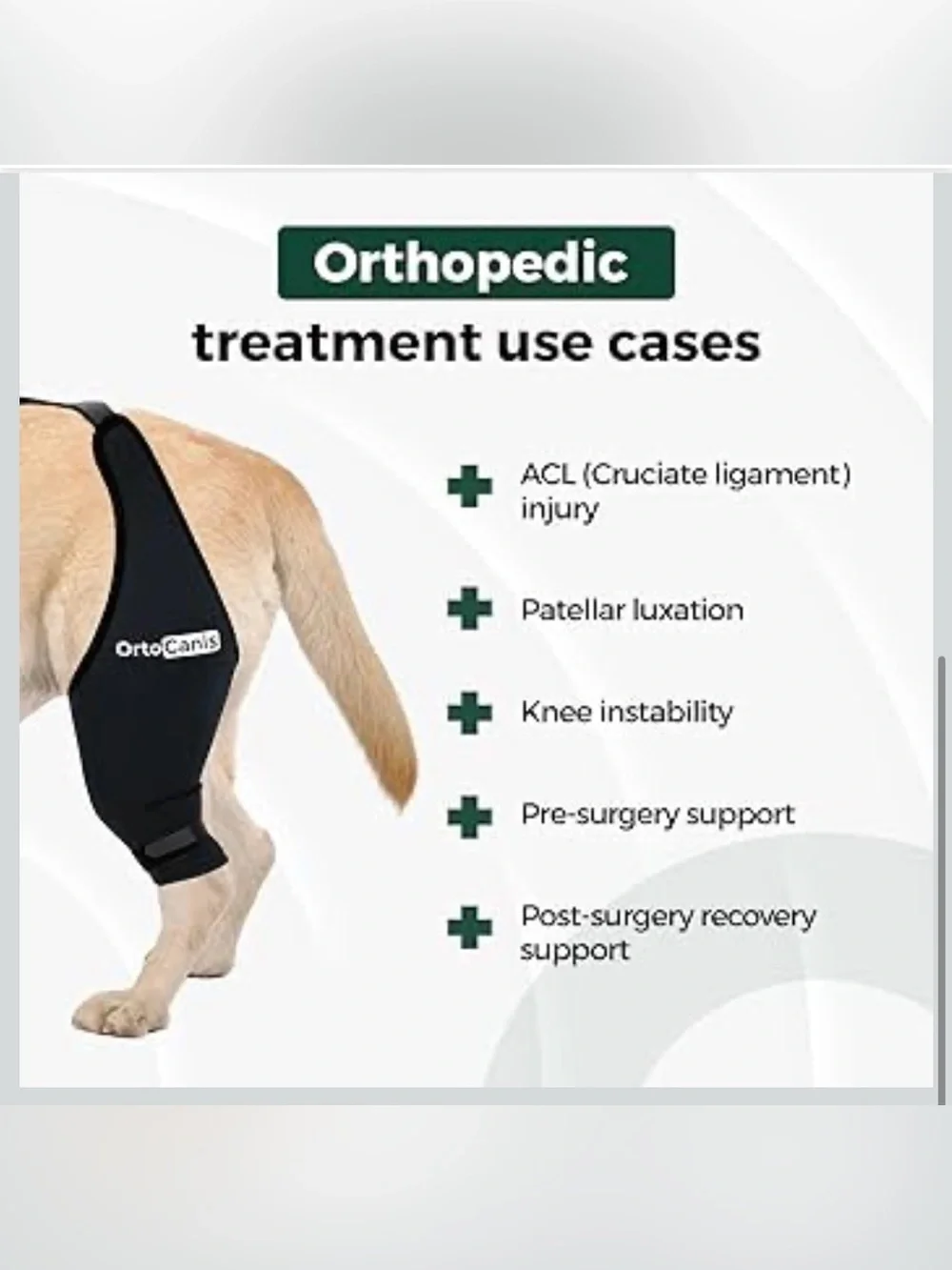 Ortocanis Dog Knee Brace for Hind Leg Support – Flexible Neoprene Knee Brace